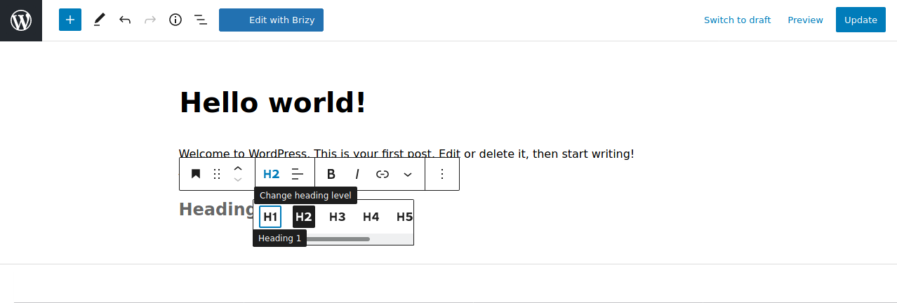 H1 Tags SEO: Gutenberg Editor in WordPress