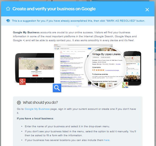 google my business task on marketgoo