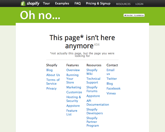 shopify 404