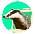 badger-coming-out-of-a-computer-screen-in-an-american-realist-style-with-mint-green-colors