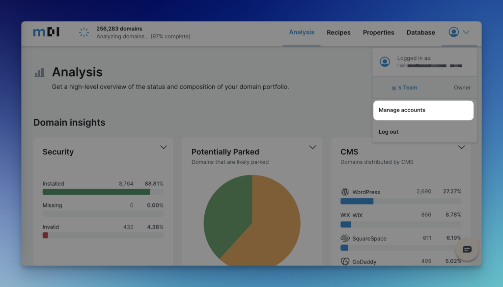 mDI account management