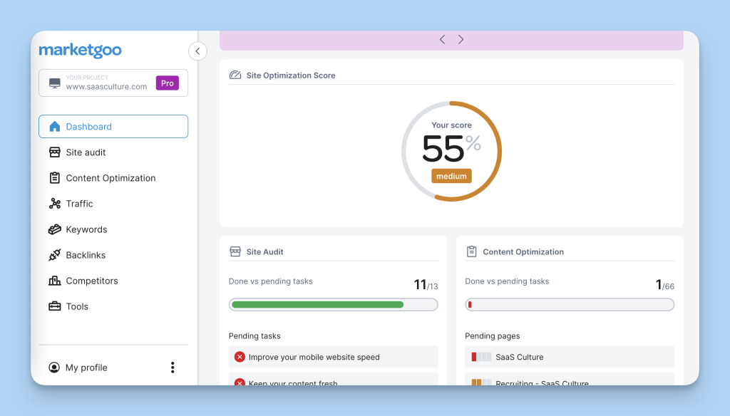 marketgoo web app dashboard can now be viewed from any device and screen size!
