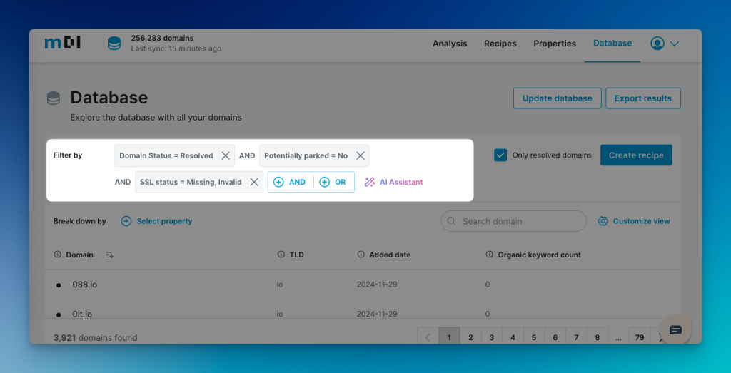 mDI updated, smart filters