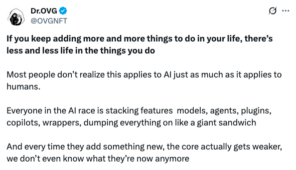 tweet on AI feature creep
