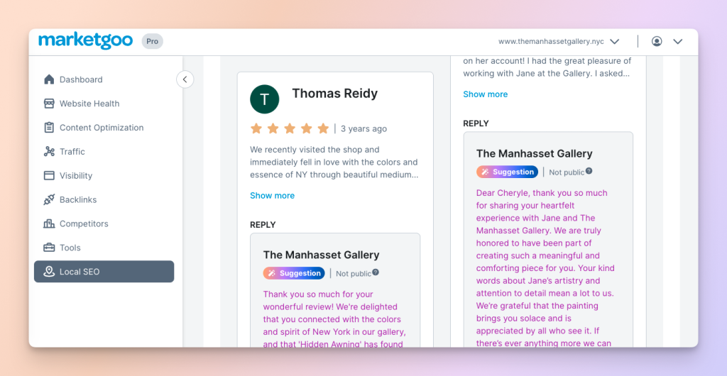 marketgoo AI to reply to GBP reviews