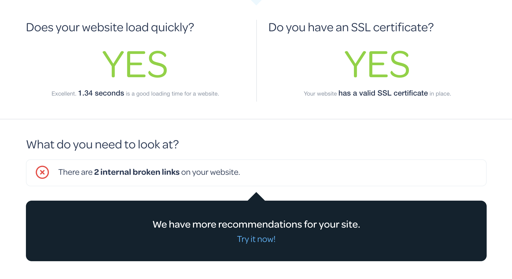 SEO report links broken
